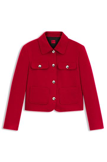 Куртка BOSS Regular-fit cropped jacket with metallic buttons Червоний | 50547602, 0