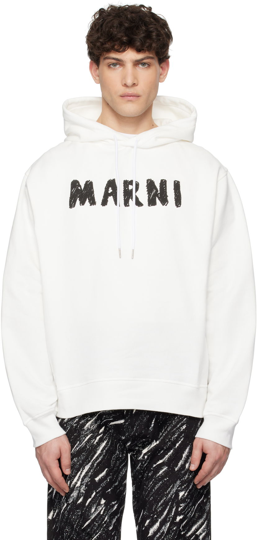 Світшоти Marni Marni Crayon Logo Print Organic Hoodie білий | FUMU0137P2 USCX25