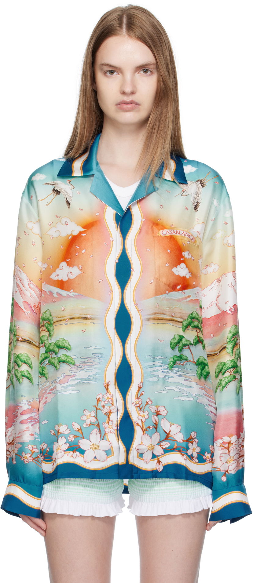 Сорочка Casablanca Casablanca 'Tennis Club' Print Silk Long Sleeve Shirt Різнокольоровий | U-WPF25-SH-006-01