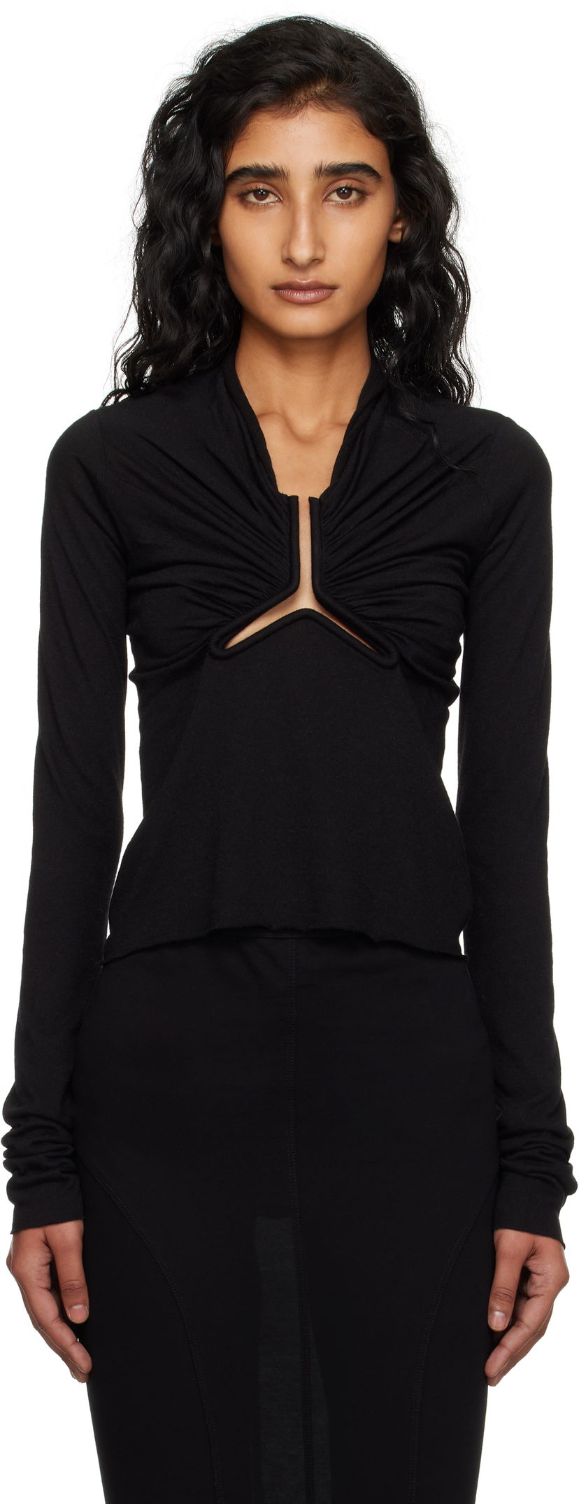 Футболка Rick Owens Rick Owens Allanah Long Sleeve T-Shirt чорний | RP02E4266 JR