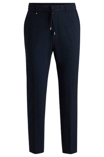 Штани BOSS Stretch Seersucker Formal Trousers темно-синій | 50540791