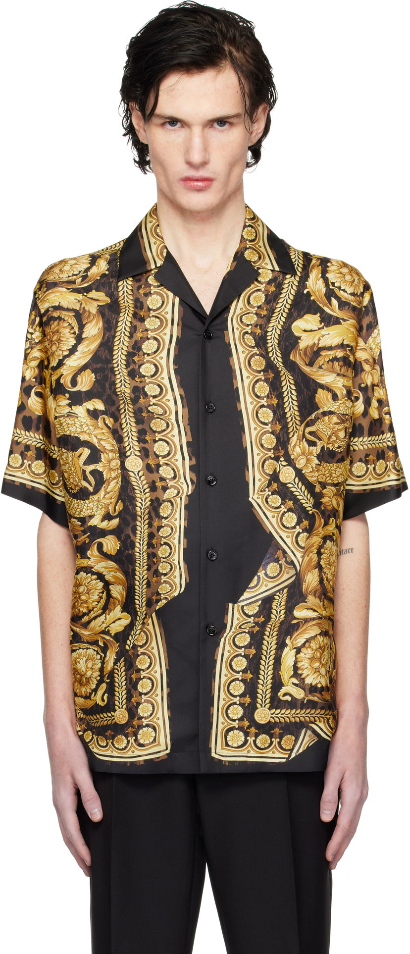 Сорочка Versace Black & Gold Wild Illusion Silk Shirt чорний | 1003926_1A11896