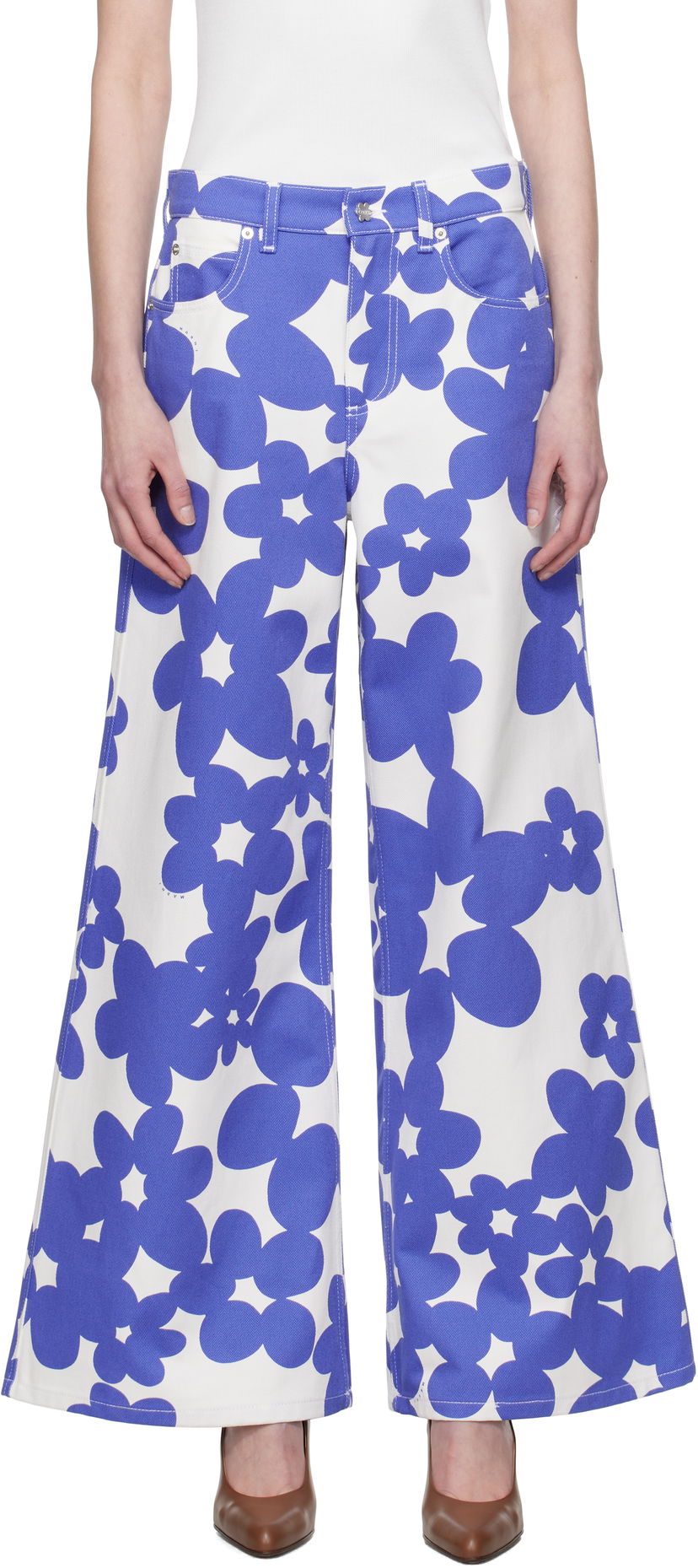 Штани Marni Marni Floral Print Wide-Leg Trousers білий | PAMA0514S0 UTC462