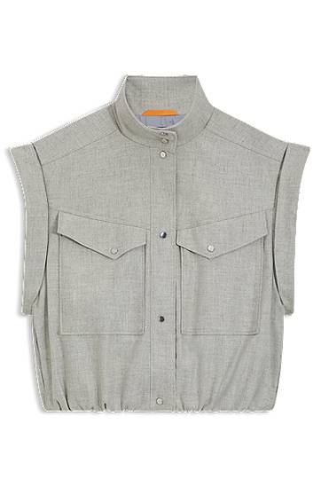 Жилет BOSS Sleeveless stretch flannel vest with stand collar and flap pockets Сірий | 50547683, 0