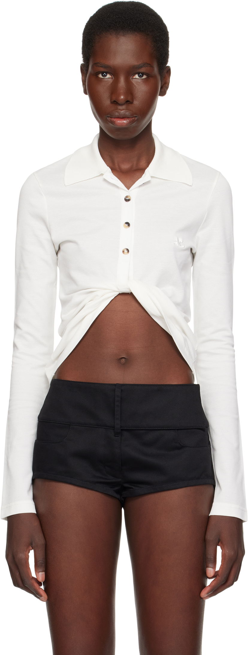 Шорти Courrèges Courrèges Twist Piqué Cropped Polo білий | 225JPO048JS0193