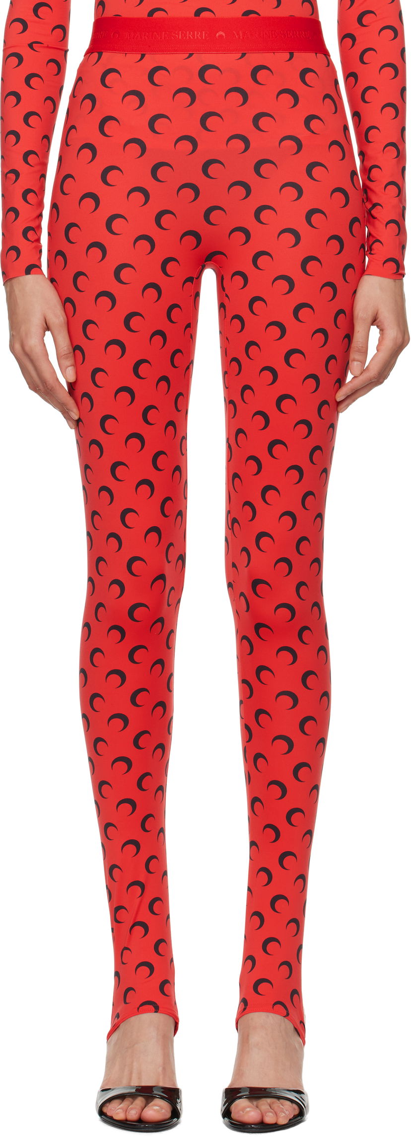 Легінси Marine Serre Stirrup Leggings with Moon Print Червоний | WPA111A CJER0001