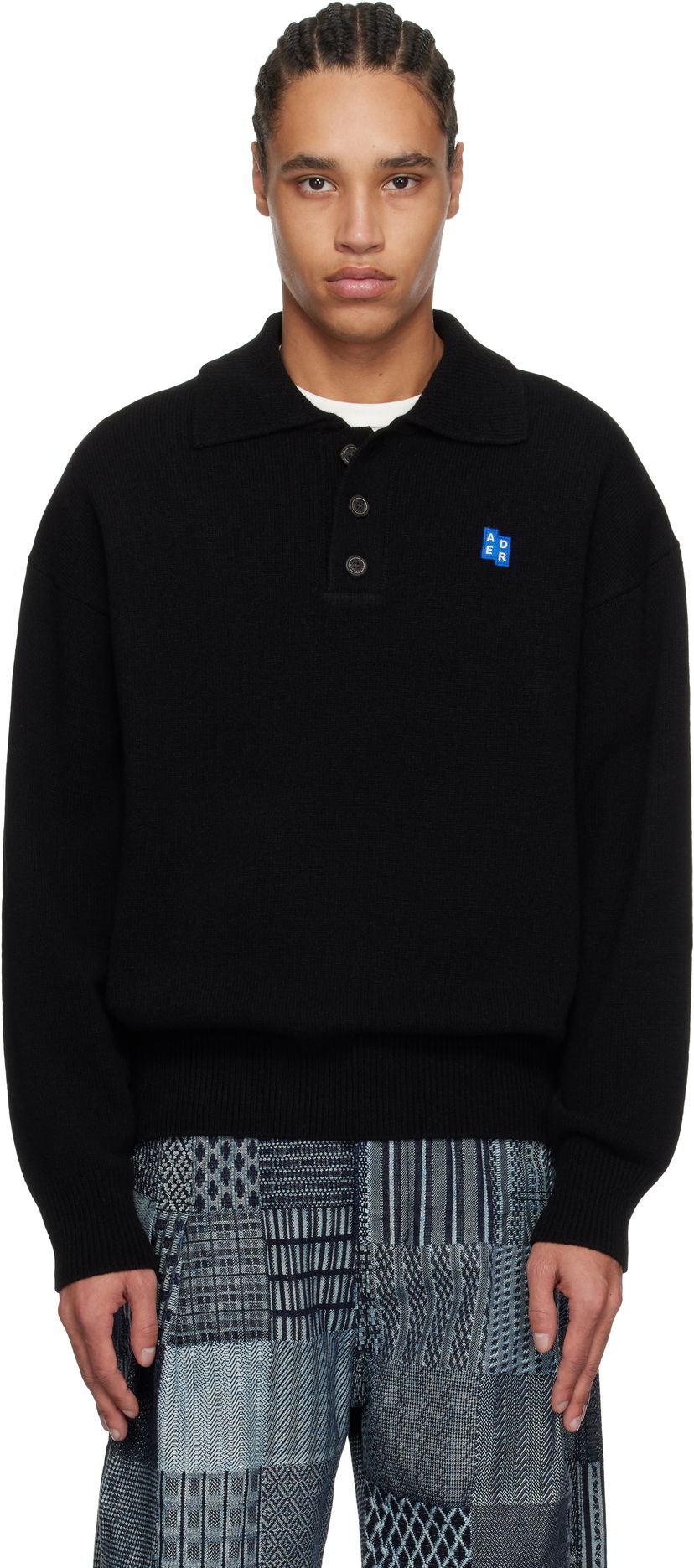Cветр ADER ERROR ADER error Significant TRS Tag Knit Polo чорний | BO42FYKT0102BK