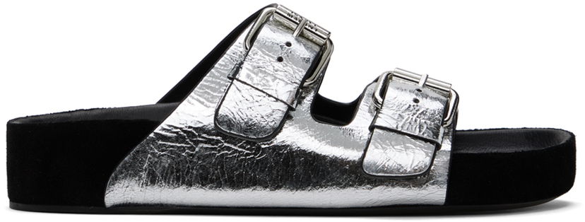 Шорти ISABEL MARANT Isabel Marant Lennyo Double Buckle Slides Металік | 24ESD0118FA-B2B09S