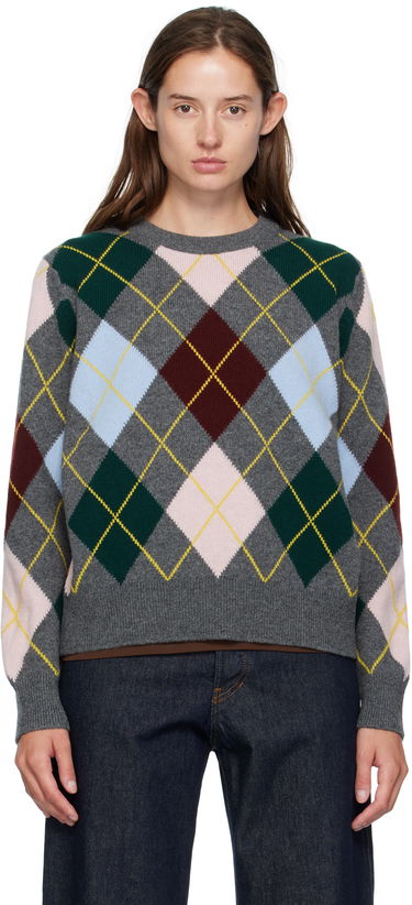 Cветр &Daughter &Daughter Ava Argyle Crewneck Sweater Сірий | WL24205, 0