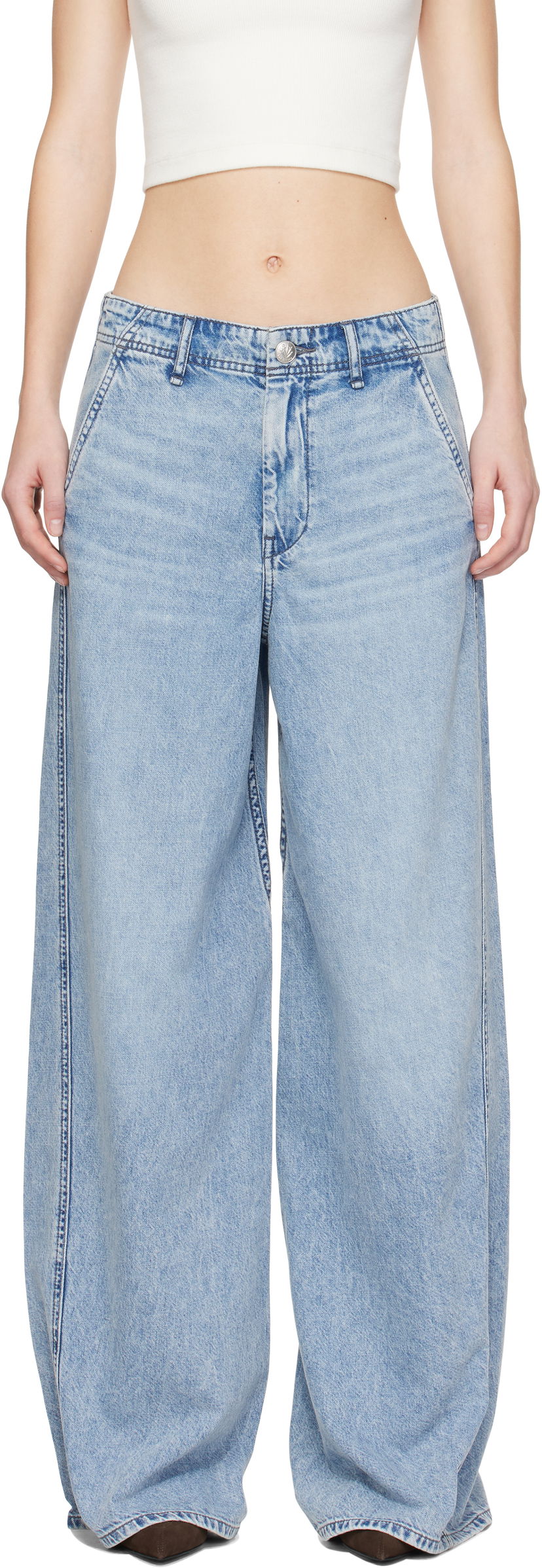 Джинси rag & bone Rag & Bone Featherweight Wide-Leg Sofie Jeans Синій | WDD24H3003FWAN