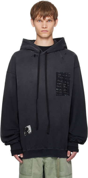 Світшоти Ann Demeulemeester Ann Demeulemeester Ollie High-Comfort Hoodie with Printed Patches чорний | B0013214-FA639-098, 0