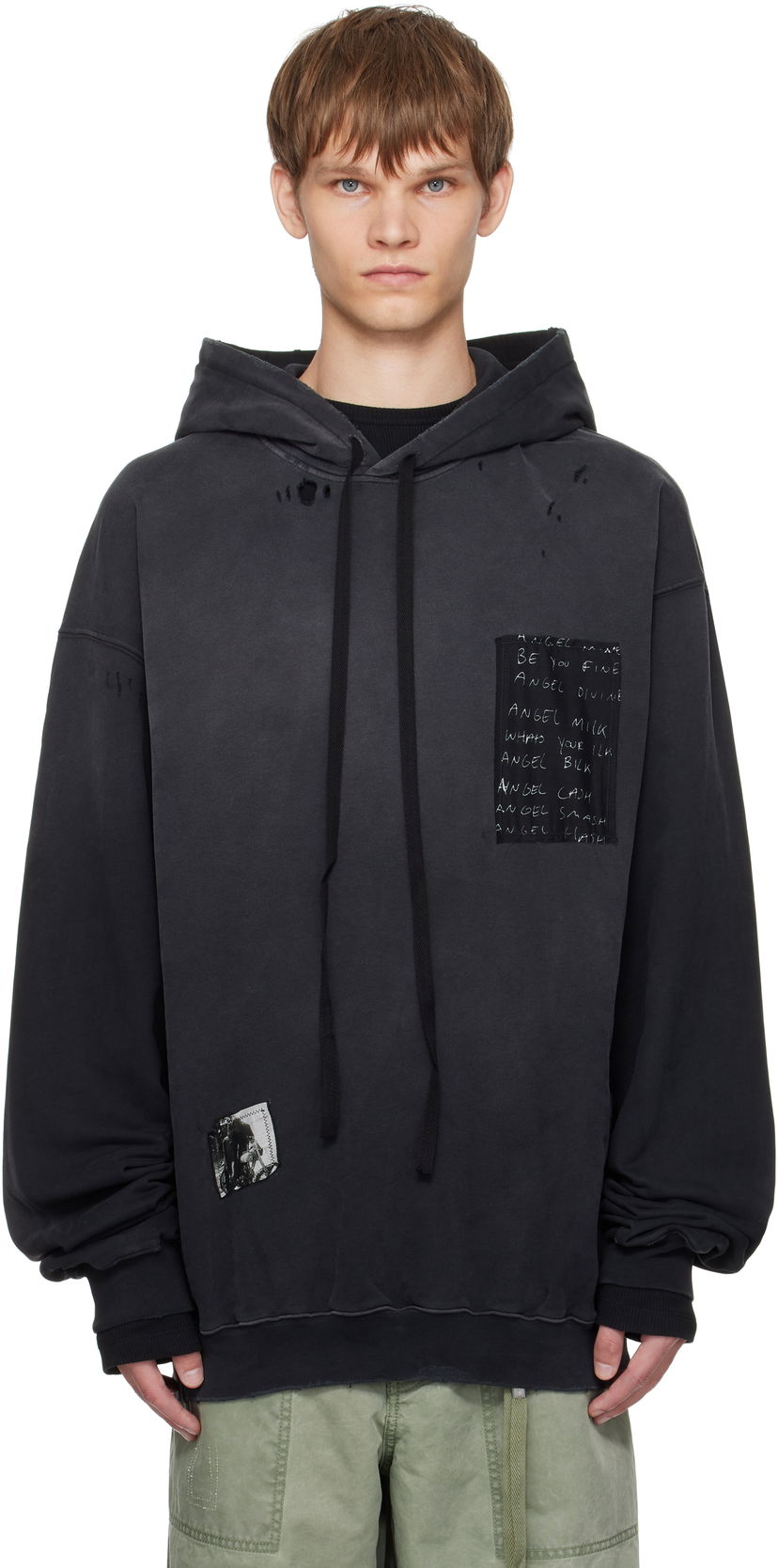 Світшоти Ann Demeulemeester Ann Demeulemeester Ollie High-Comfort Hoodie with Printed Patches чорний | B0013214-FA639-098