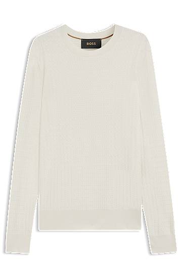 Cветр BOSS Silk Sweater with Prince of Wales Check білий | 50543228
