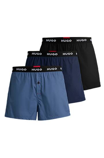 Боксери BOSS HUGO Three-Pack of Cotton Boxer Shorts with Logo Waistbands чорний | 50532565