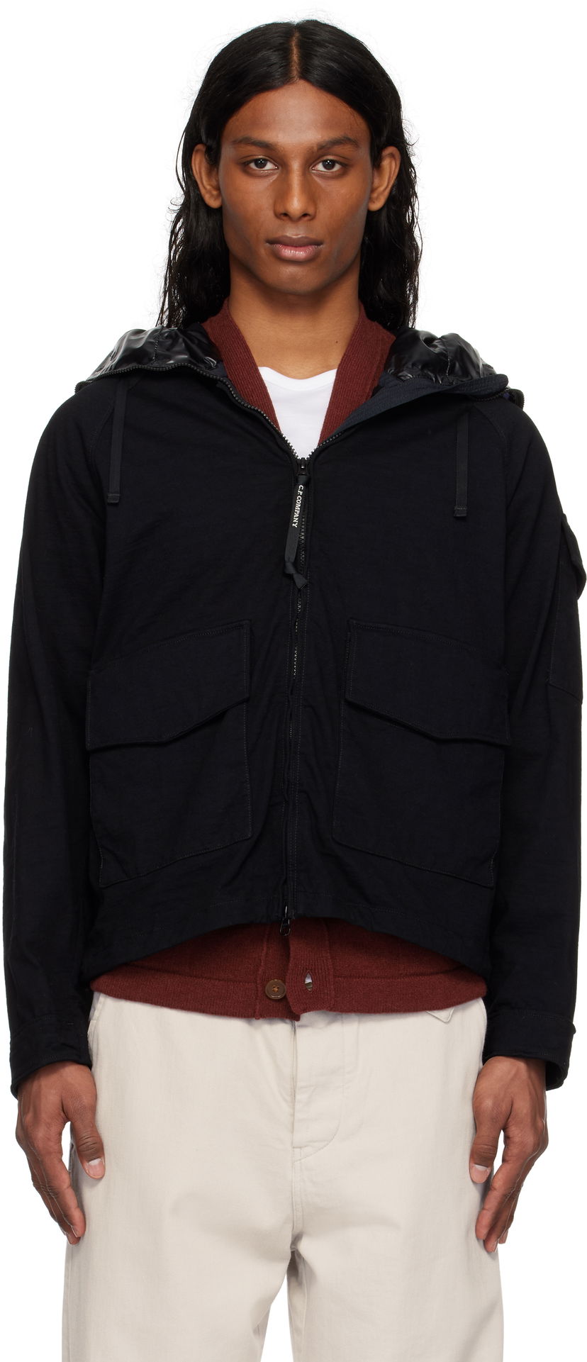 Парка C.P. Company C.P. Company Knitted Nylon Explorer Jacket чорний | 18CMOW223A-110320G