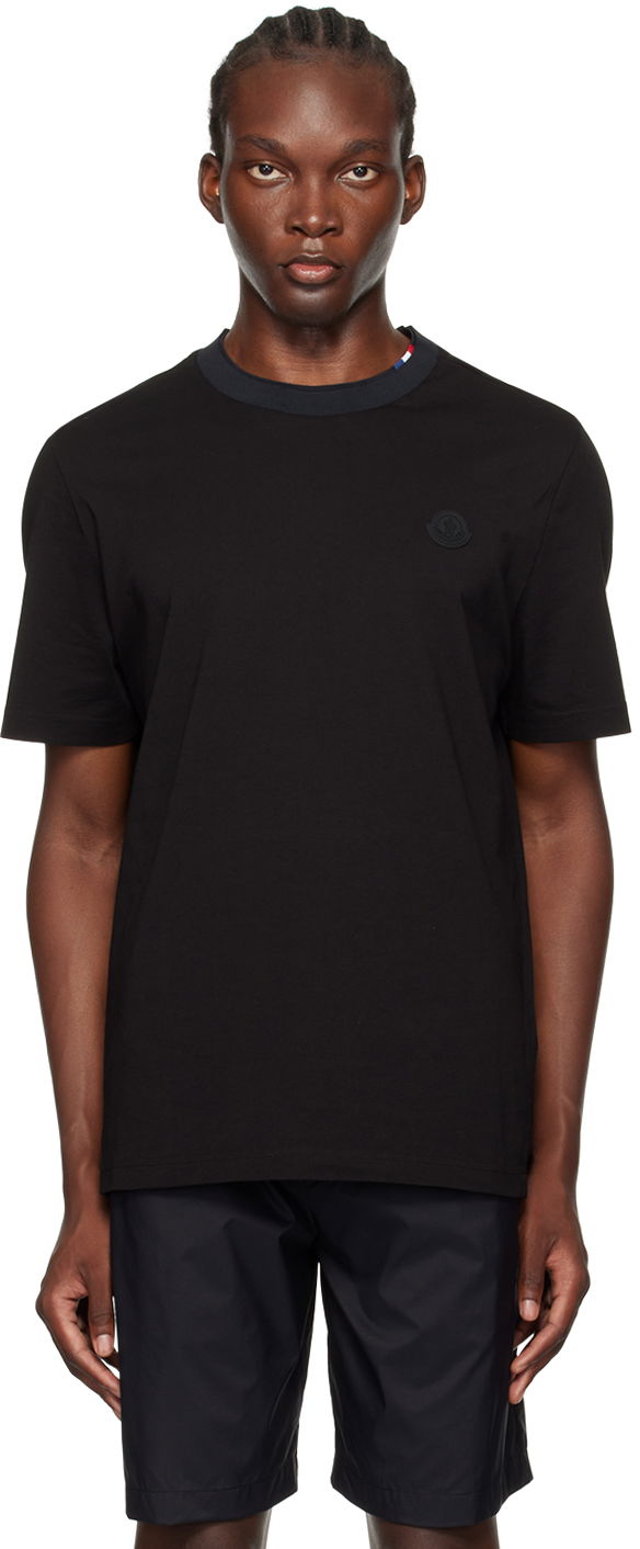 Футболка Moncler Black Logo Patch T-Shirt чорний | J20918C00027829H8