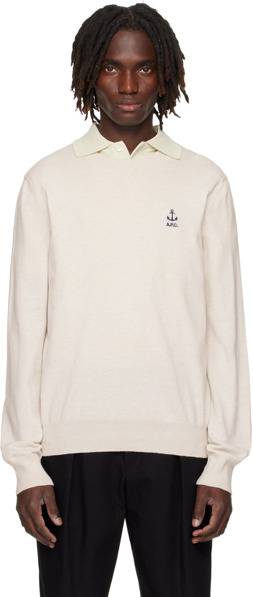 Cветр A.P.C. A.P.C. Gabin Anchor Logo Knit Sweater бежевий | COGDK-H23412