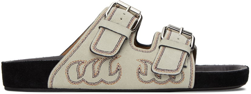 Кросівки та взуття ISABEL MARANT Lennyo Two-Strap Flame Embroidered Sandals бежевий | 23ASD0014FA-A3B18S