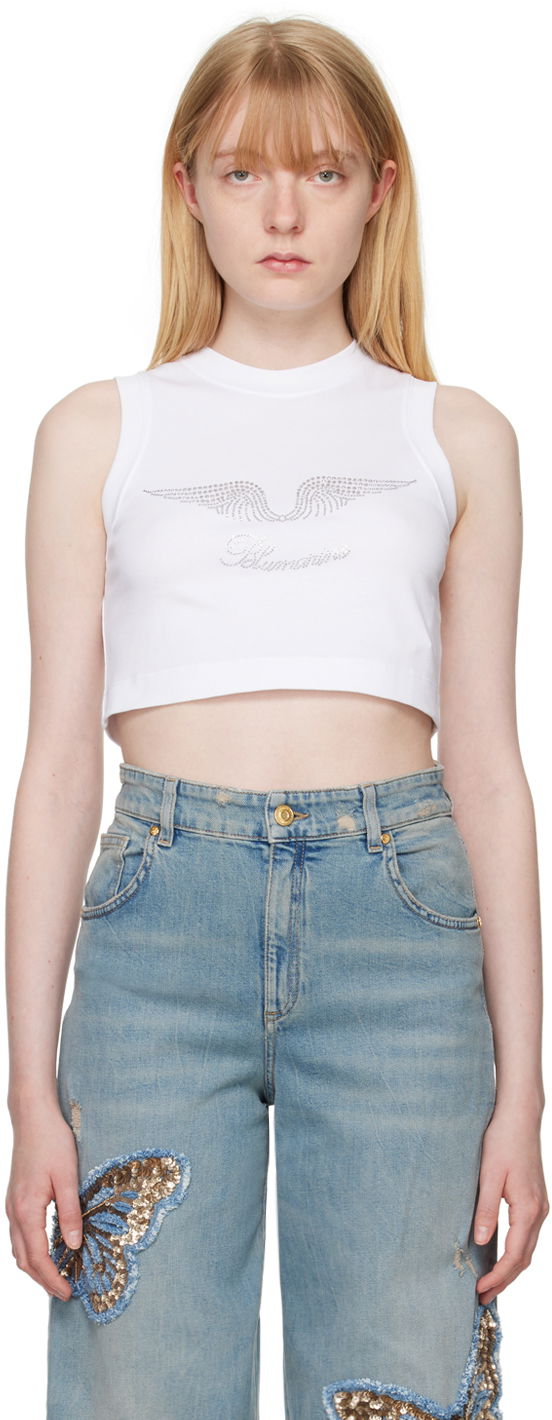 Безрукавка Blumarine White Crystal-Cut Tank Top білий | P444T037A