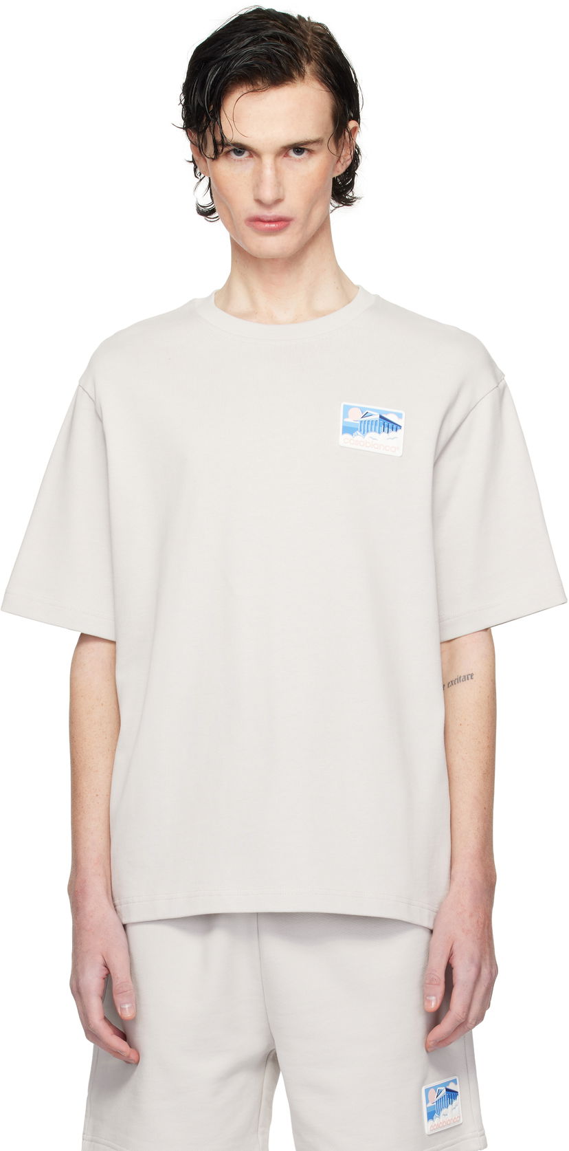 Футболка Casablanca Temple Patch T-Shirt Сірий | MPS25-JTS-027-02