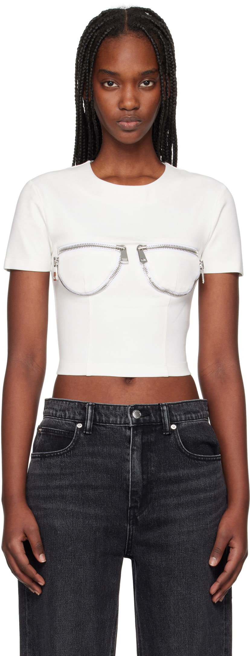 Кроп-топи Area AREA Zipper Bustier Cup T-Shirt білий | RS25AWTS0019FA01