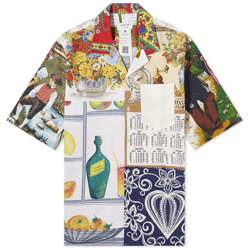 Сорочка Marine Serre Regenerated Household Linen Bowling Shirt білий | USI014-MU00