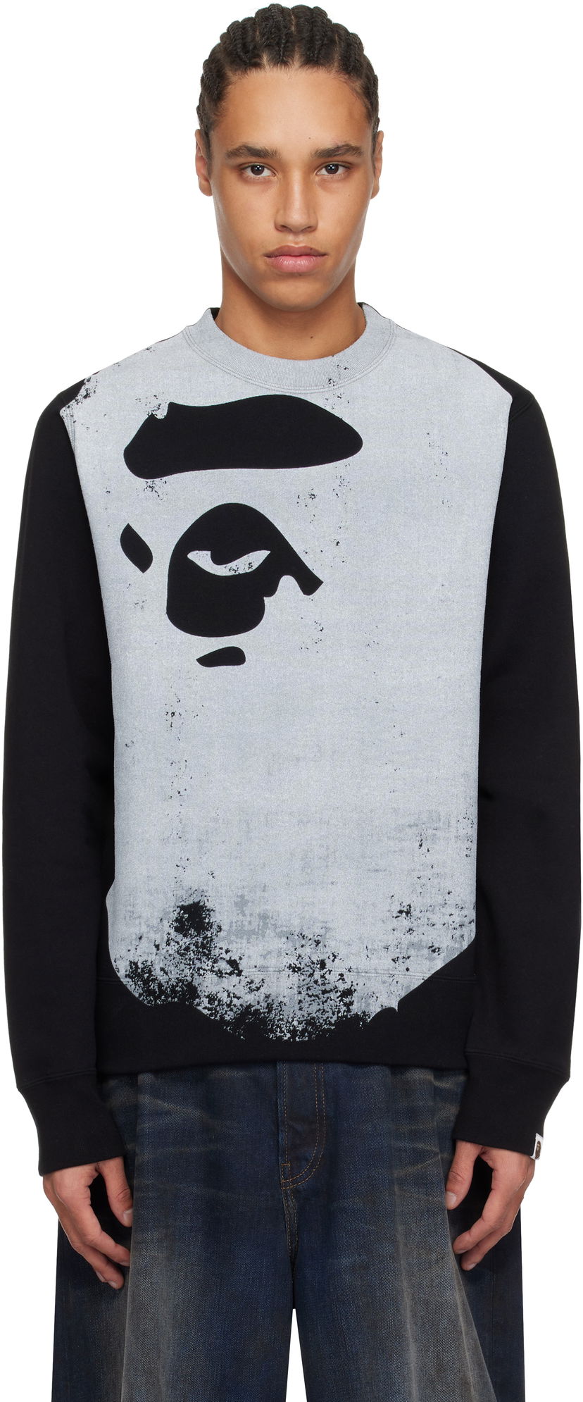 Cветр BAPE A Bathing Ape Ape Head Over Print Sweatshirt Сірий | 001SWK801006M