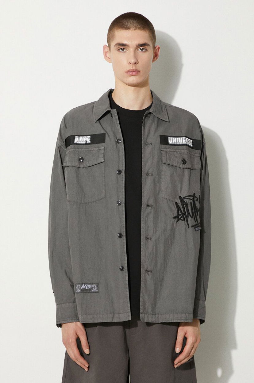 Сорочка AAPE by A Bathing Ape AAPE Regular Fit Shirt with Classic Collar Сірий | AAPSTM8481XXM