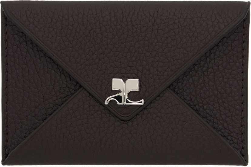 Гаманець Courrèges Grained Leather Card Holder Коричневий | 124GPM011CV0016