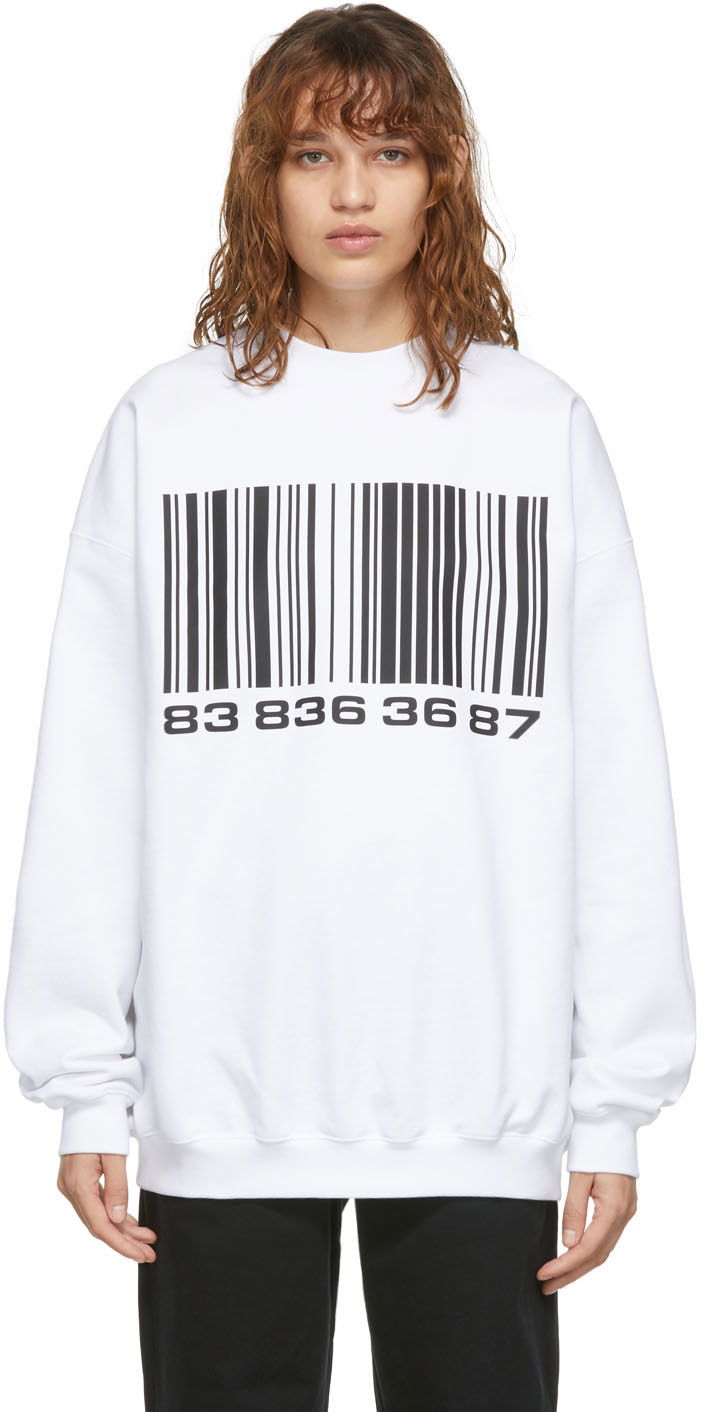 Світшоти VETEMENTS VTMNTS Big Barcode Sweatshirt білий | VL12TR100W