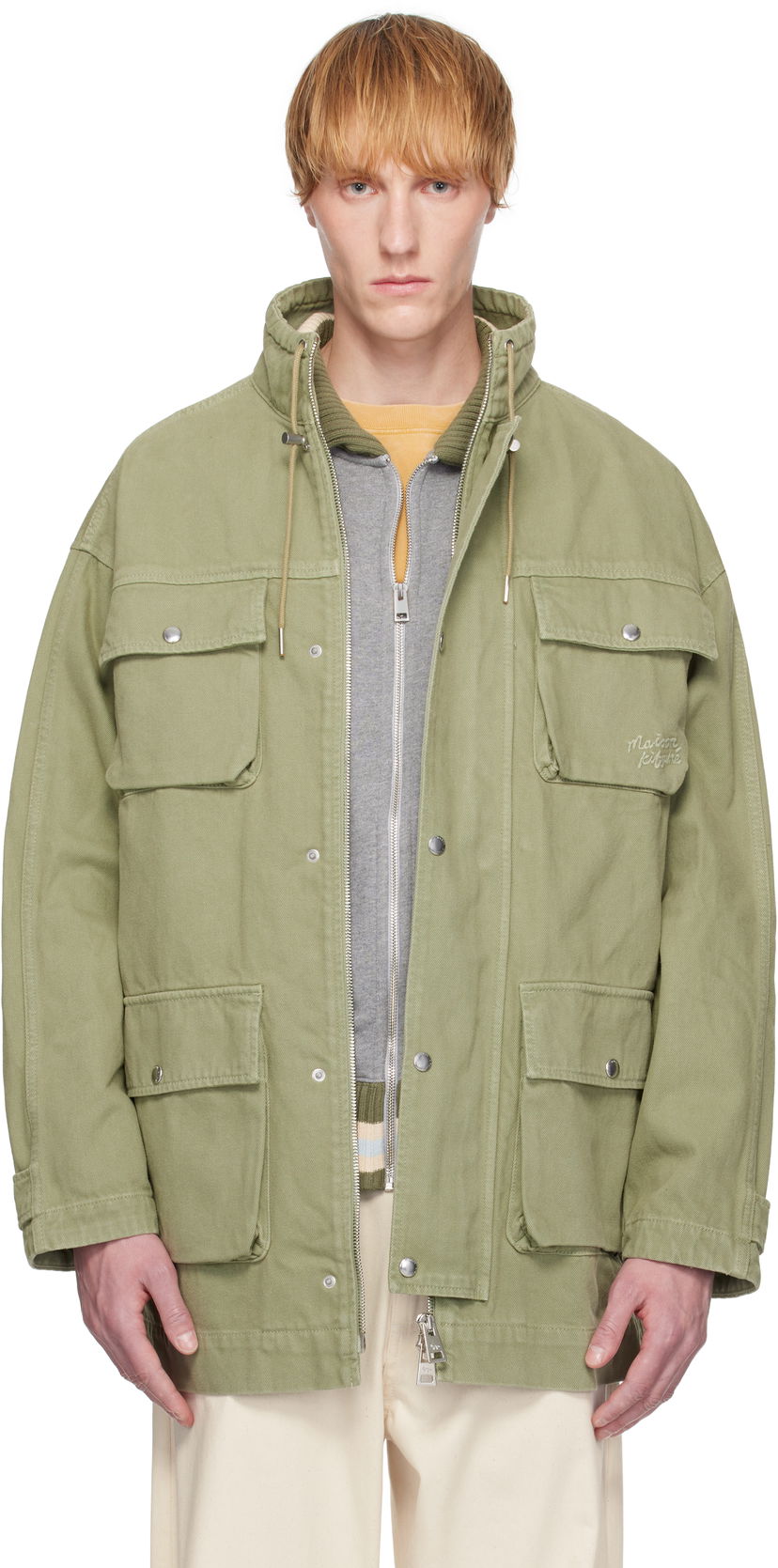 Парка MAISON KITSUNÉ Maison Kitsuné Cotton Denim Parka Зелений | OM02206WD4012