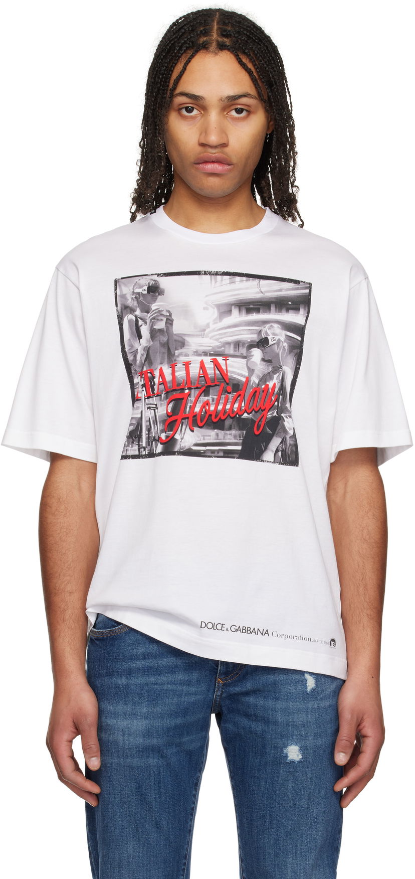 Футболка Dolce & Gabbana Dolce&Gabbana 'Italian Holiday' Print Cotton T-Shirt білий | G8PN9TG7O4T