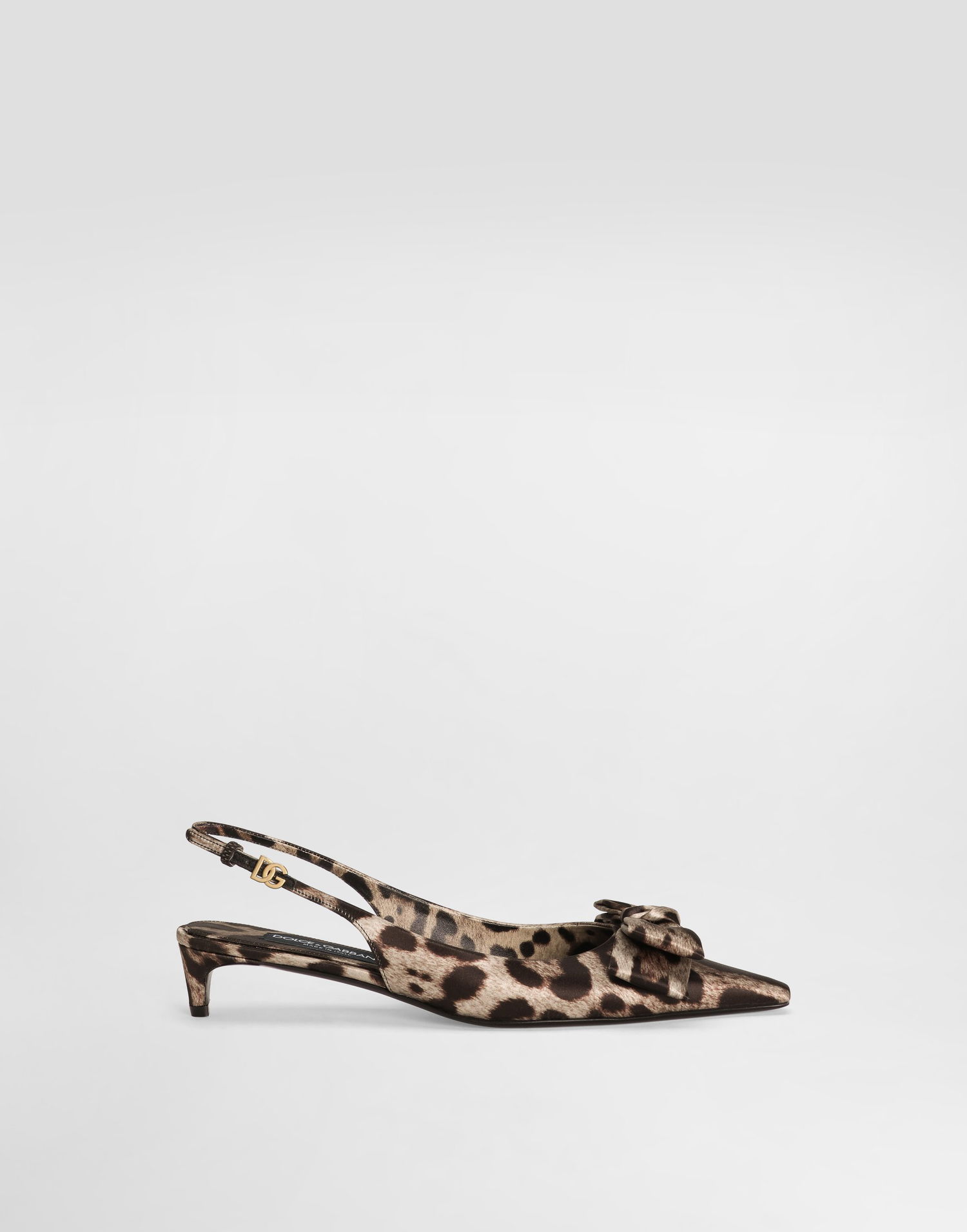 Кросівки та взуття Dolce & Gabbana Leopard-Print Satin Slingbacks With Bow Коричневий | CG0843A6Q83HY13M, 0