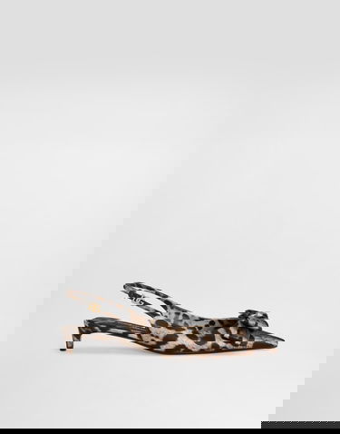 Кросівки та взуття Dolce & Gabbana Leopard-Print Satin Slingbacks With Bow Коричневий | CG0843A6Q83HY13M, 0