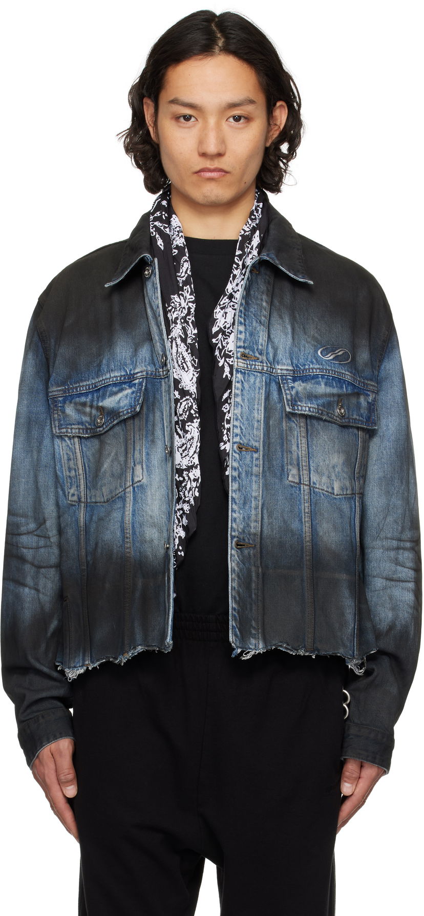 Куртка We11done We11done Sprayed Sporty Selldone Denim Jacket Синій | WD-DJ1-25-308-U-BL