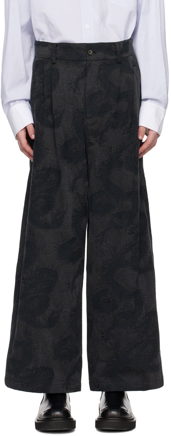 Штани Feng Chen Wang Feng Chen Wang Dragon Print Wide-Leg Trousers чорний | FUS17TR13