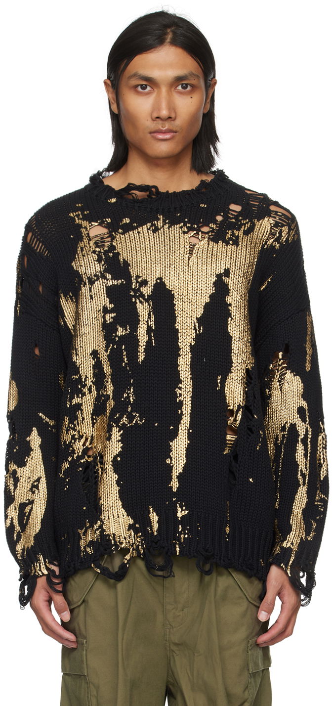 Cветр R13 R13 Printed Distressed Sweater чорний | R13WY197-Y126B