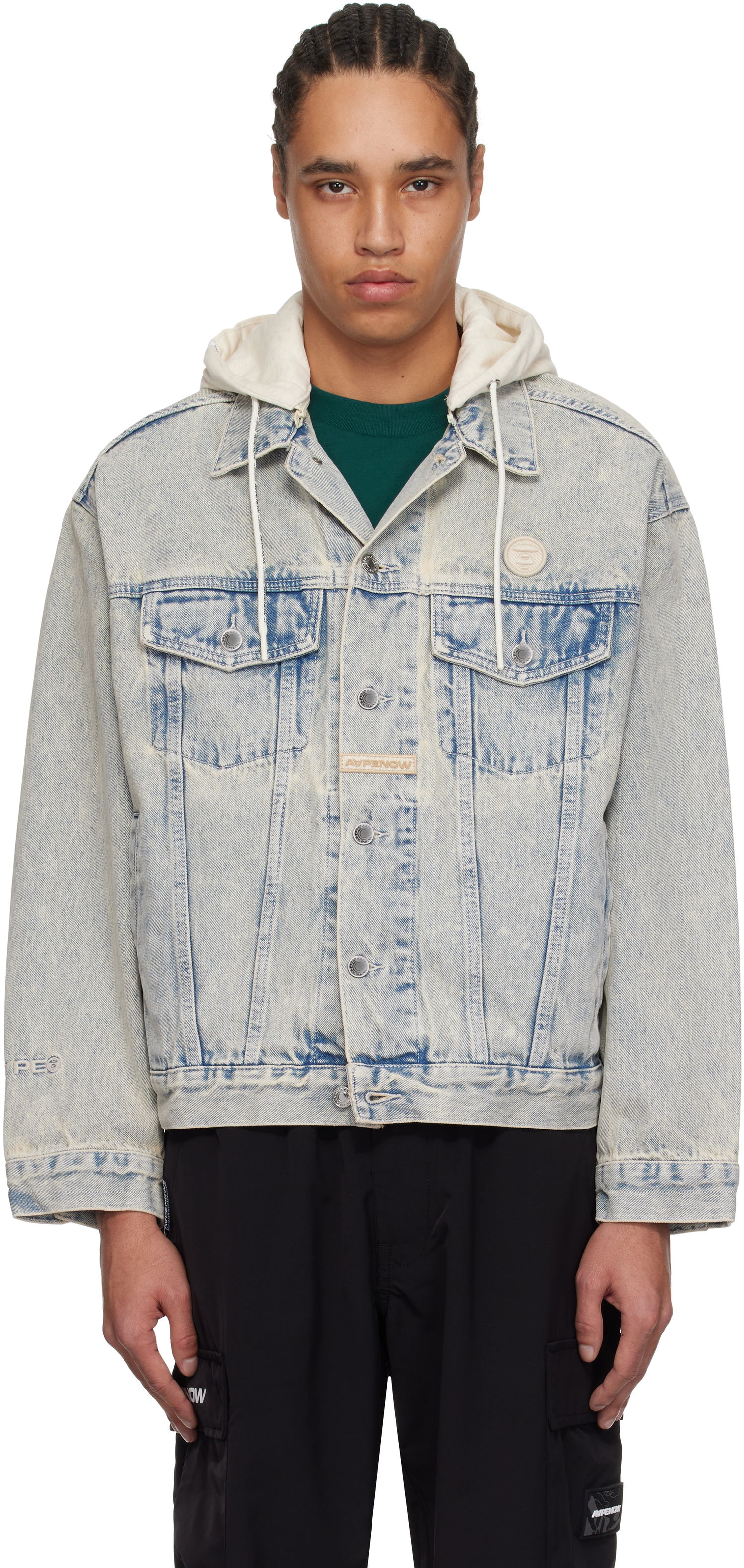 Куртка AAPE by A Bathing Ape AAPE by A Bathing Ape 'AAPE Now' Hooded Denim Jacket Синій | AAPLJM7700XBNBLR, 0