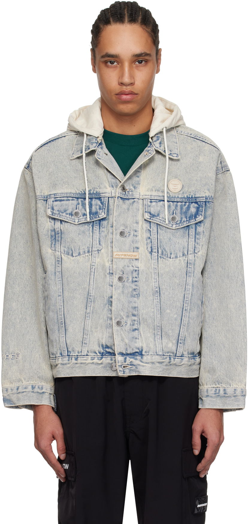 Куртка AAPE by A Bathing Ape AAPE by A Bathing Ape 'AAPE Now' Hooded Denim Jacket Синій | AAPLJM7700XBNBLR
