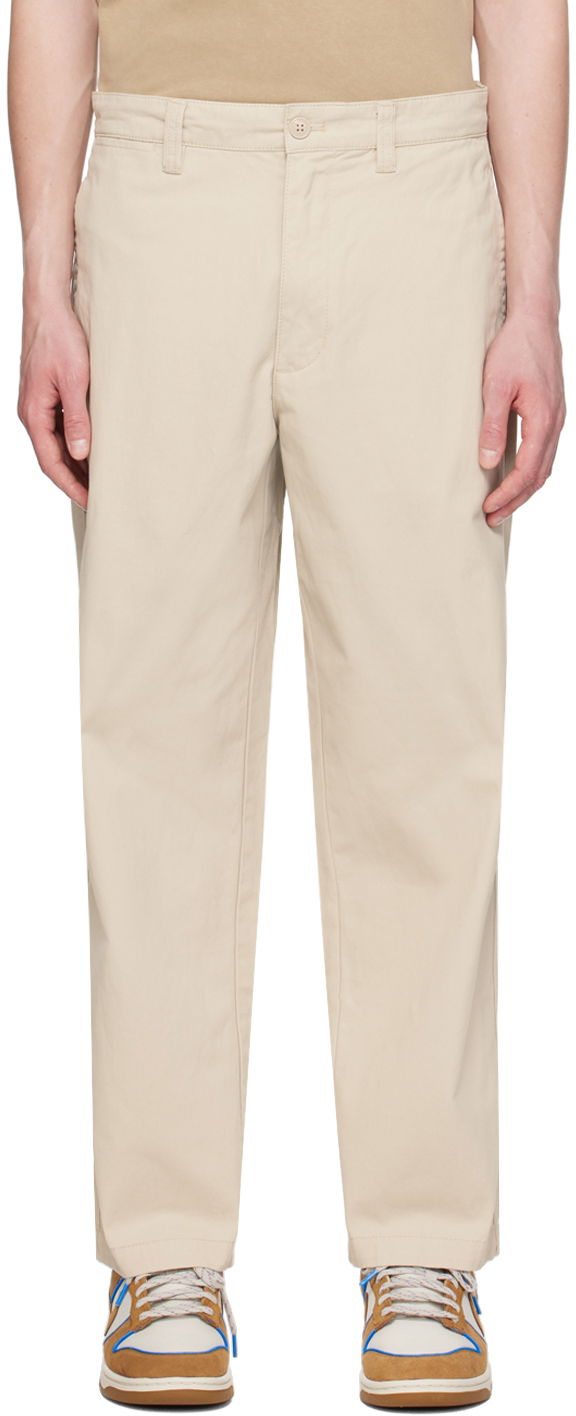 Штани AAPE by A Bathing Ape AAPE by A Bathing Ape Embroidered Trousers бежевий | AAPPTMA677XXMBGE