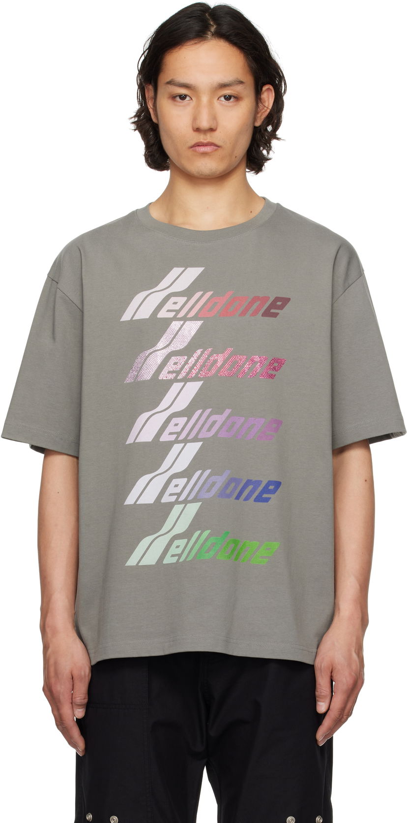 Футболка We11done We11done Multi-Logo T-Shirt Сірий | WD-TT1-25-764-U-GY