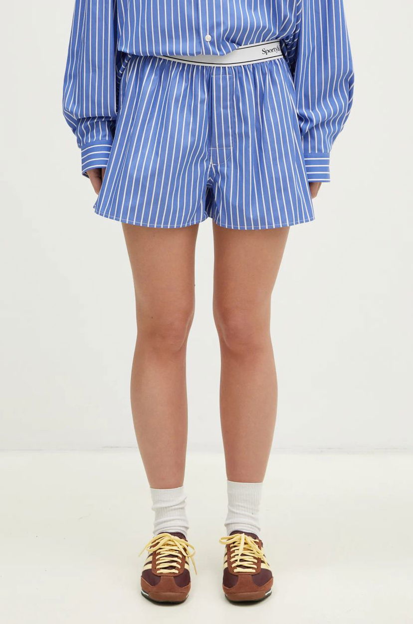 Шорти Sporty & Rich Sporty & Rich Serif Logo Boxer Shorts Синій | SH015512314ST61