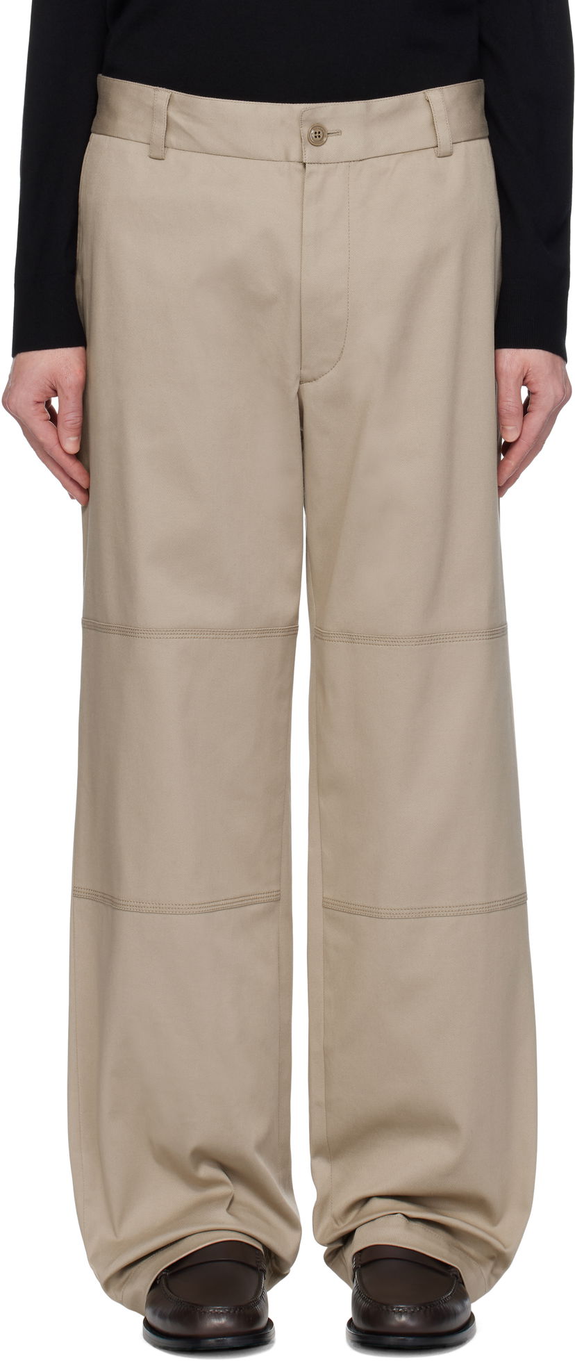 Штани Moncler Moncler Cotton Gabardine Trousers бежевий | K10912A0000657583