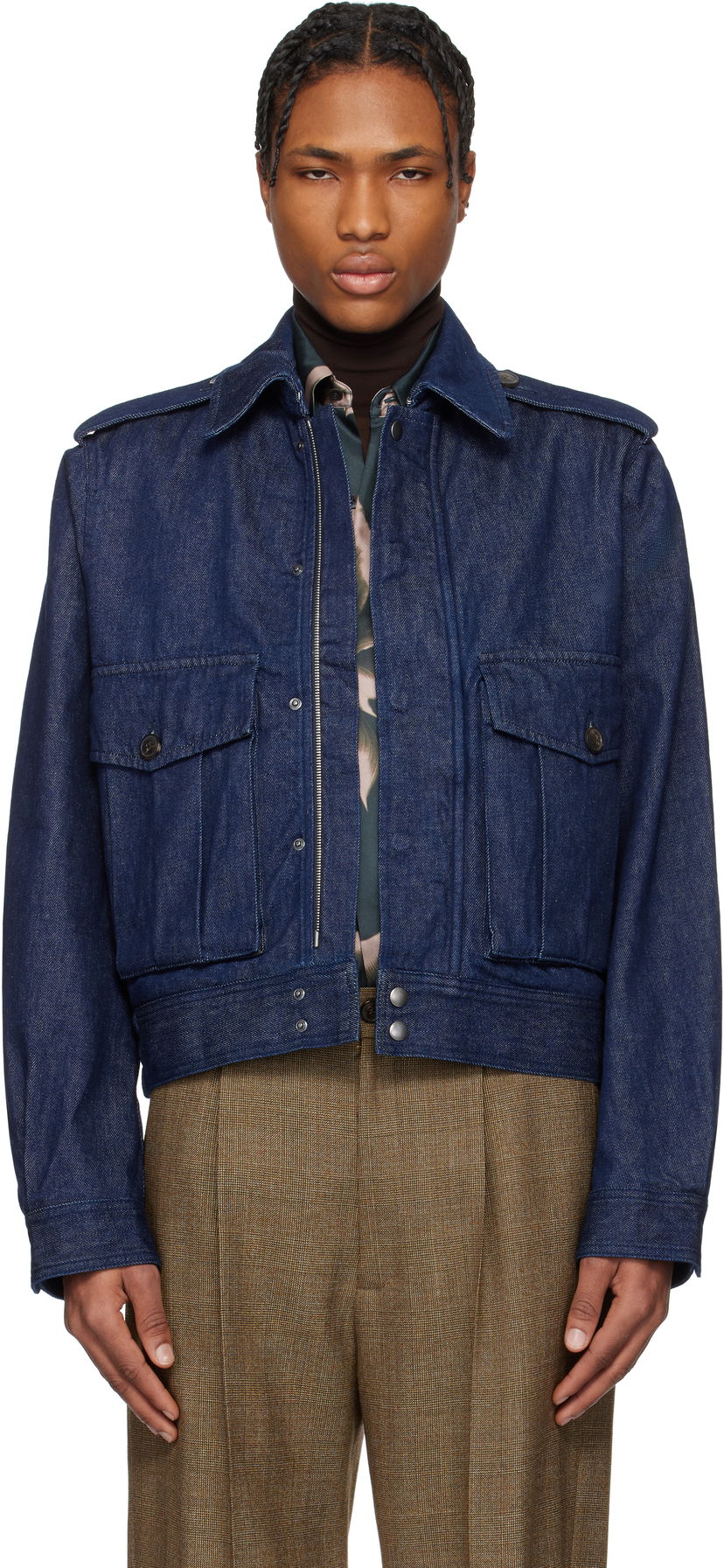 Куртка бомбер Dries Van Noten Dries Van Noten Cropped Denim Jacket Синій | 251-020533-1562