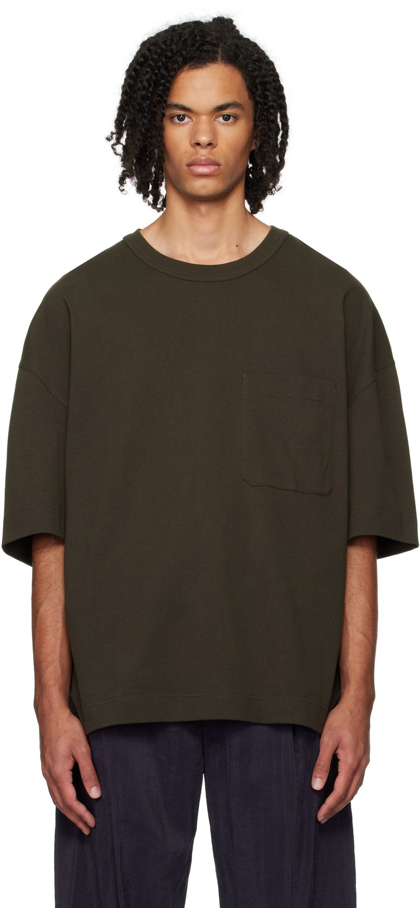Футболка LEMAIRE Lemaire Short Sleeve T-Shirt With Pocket Зелений | TO1290 LJ1022