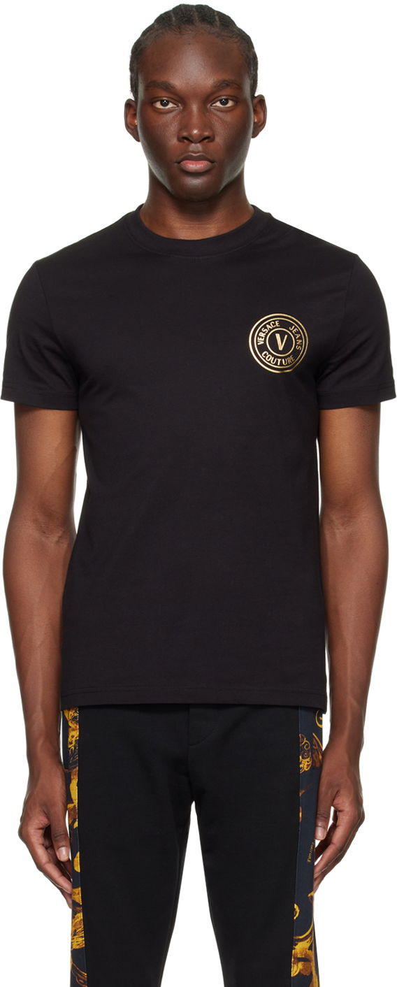 Футболка Versace Jeans Couture V-Emblem T-Shirt чорний | E76GAHT02_ECJ00T