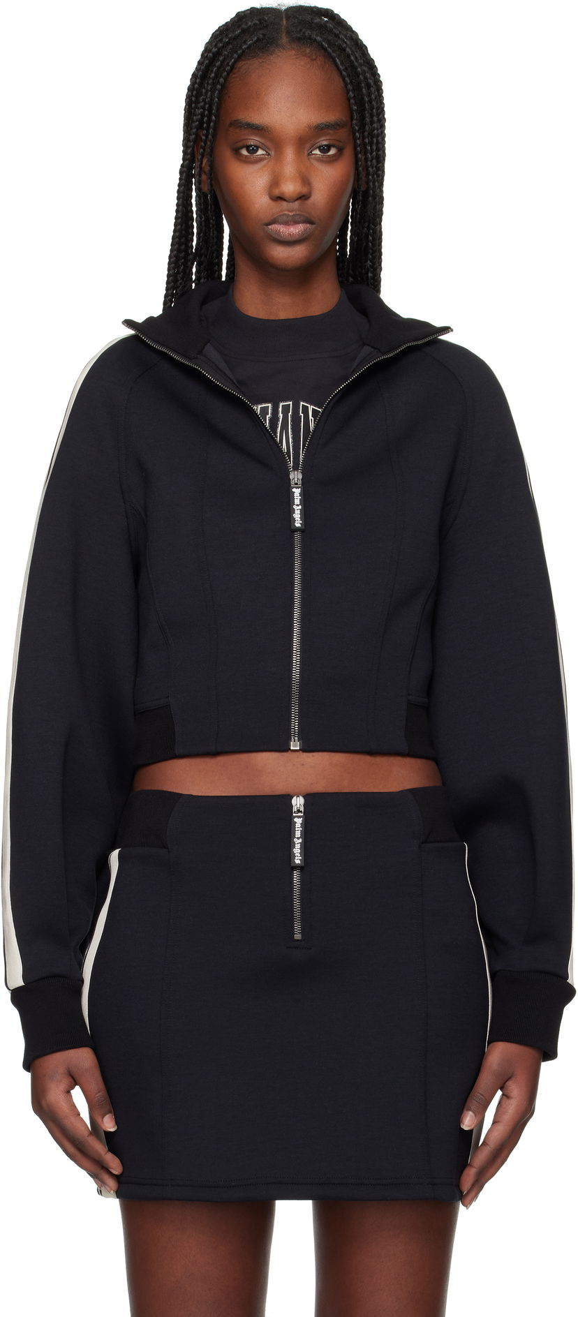 Спортивний костюм Palm Angels Palm Angels Neoprene Cropped Track Jacket темно-синій | PWEA127S25FAB0011003
