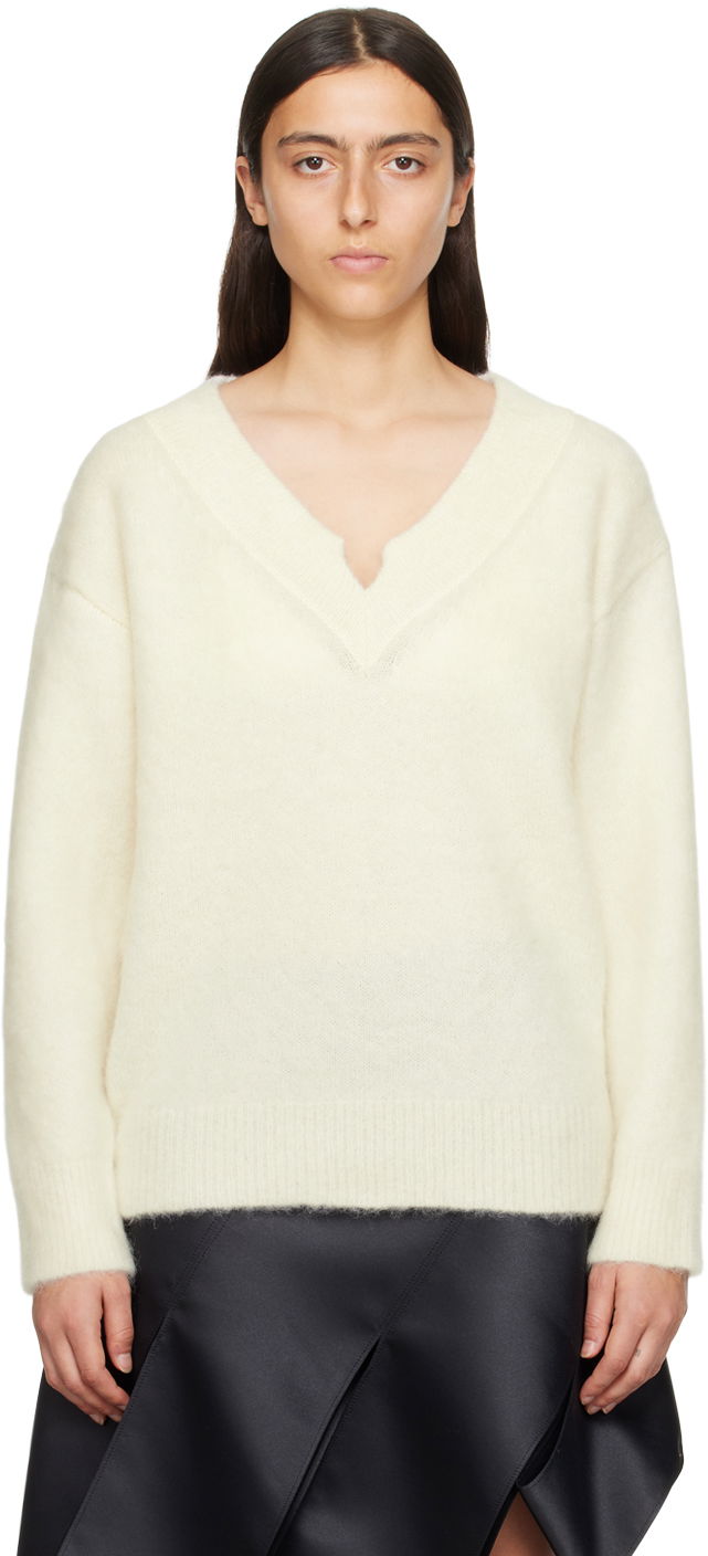 Cветр We11done We11done V-Neck Sweater білий | WD-KT3-23-658-W-IV