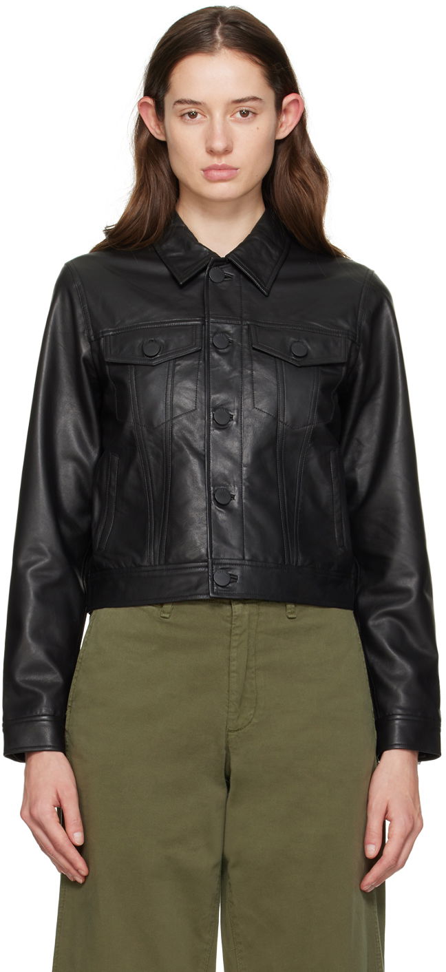 Куртка rag & bone rag & bone Debbie Leather Jacket чорний | WAW23H20161816