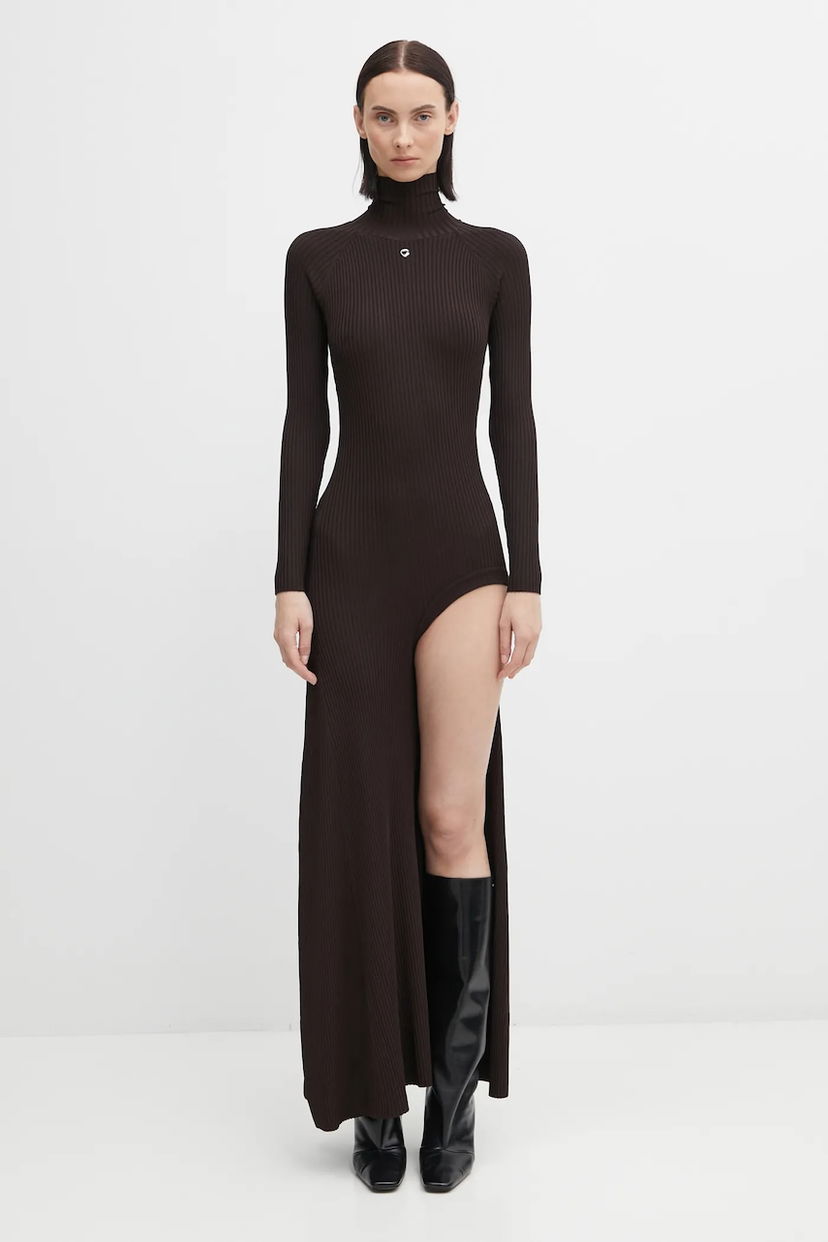 плаття Coperni Leg Cut-Out Rib Gown Maxi Коричневий | COPML155Y3011